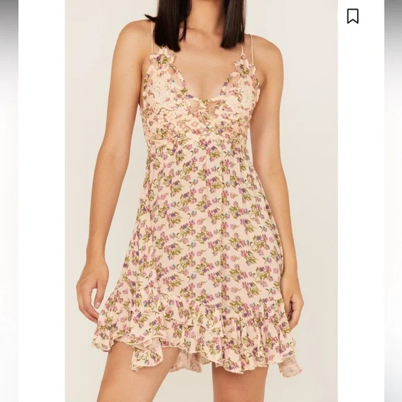 FREE PEOPLE WOMEN'S ADELLA FLORAL PRINT SLEEVELESS SLIP MINI DRESS - Picture 7 of 11